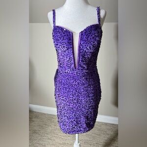 Chic Purple Textured Mini Dress